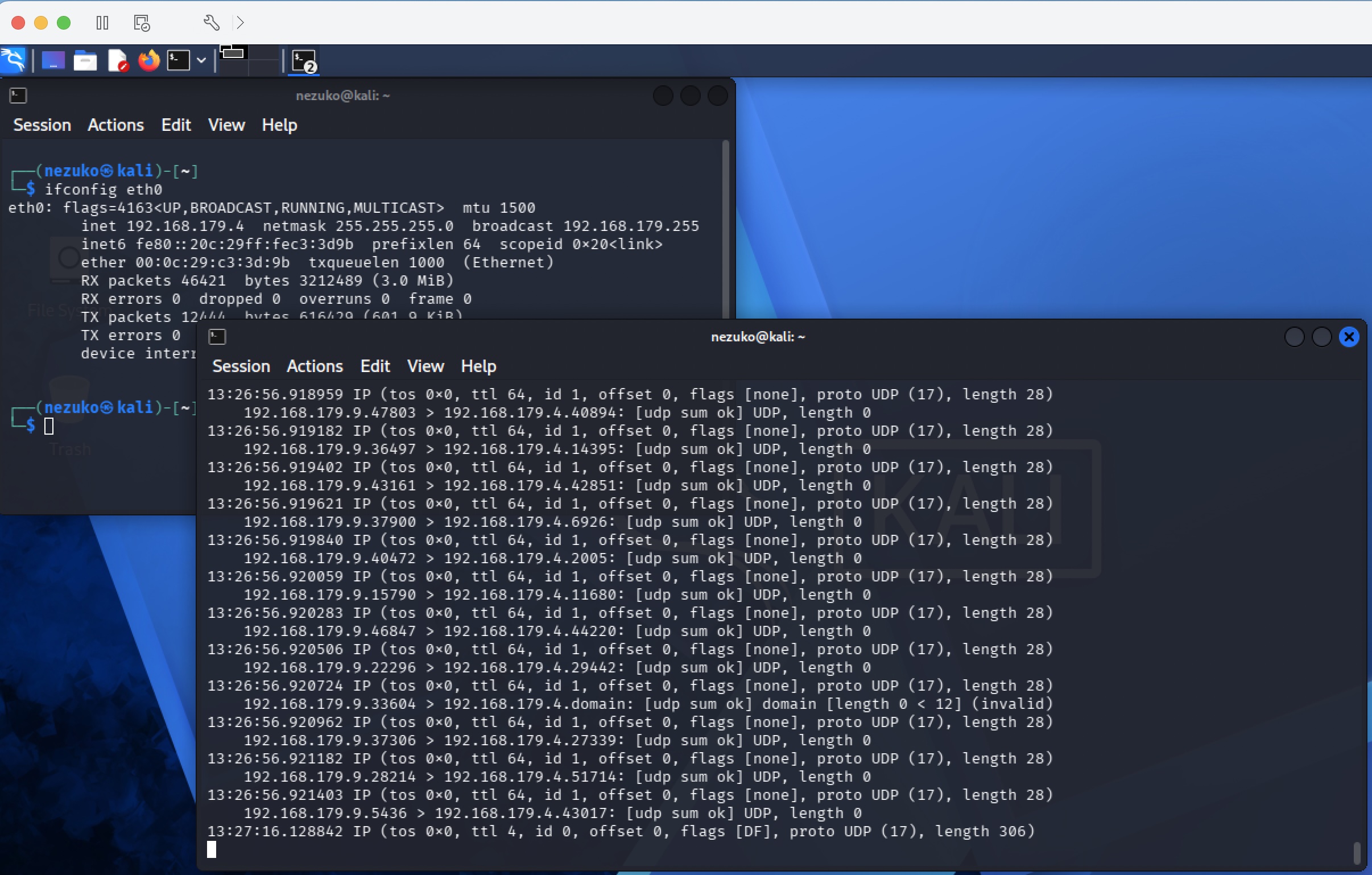 ICMP Port Unreachable packets on Kali Linux